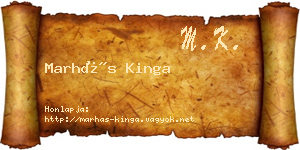 Marhás Kinga névjegykártya